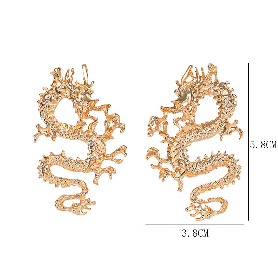 Women's Domineering Personalized Dragon Totem Chinese Style Zodiac Exaggerated Earrings