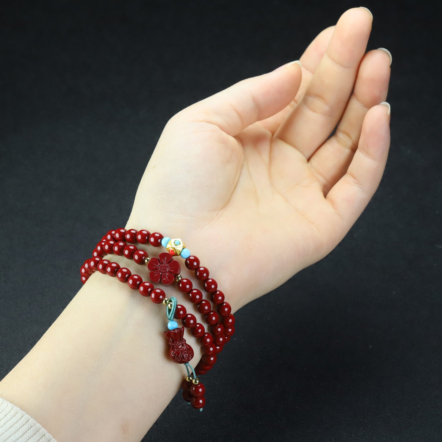 Three-ring Female Niche Exquisite Light Luxury Lucky Bag Beaded National Pendants