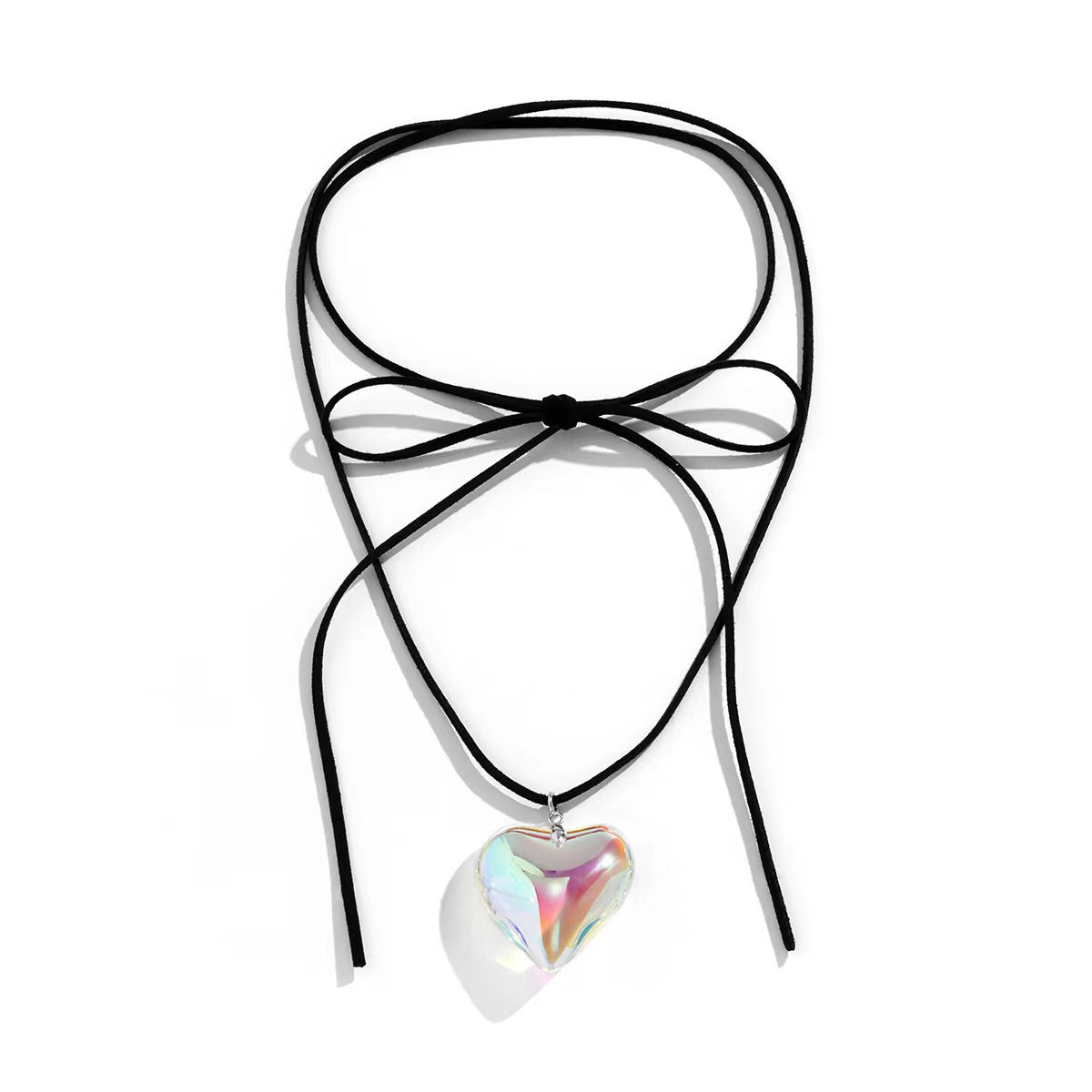 Red Glass Large Love Crystal Korean Style Personalized Necklace