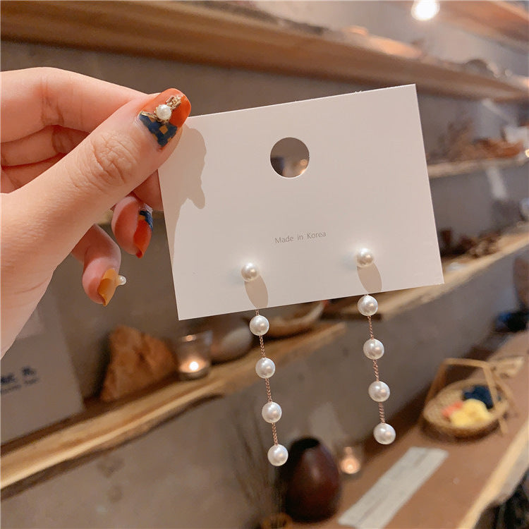 Women's Sier Fashion Elegant Pearl Long Suitable For Earrings