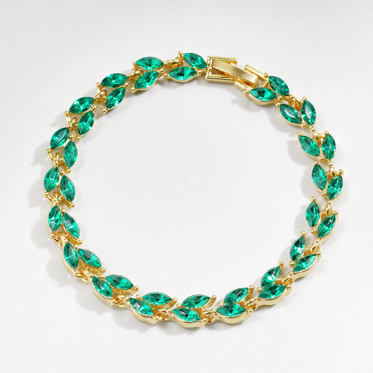 Green Zircon Female Small Willow Leaf Crowd Bracelet