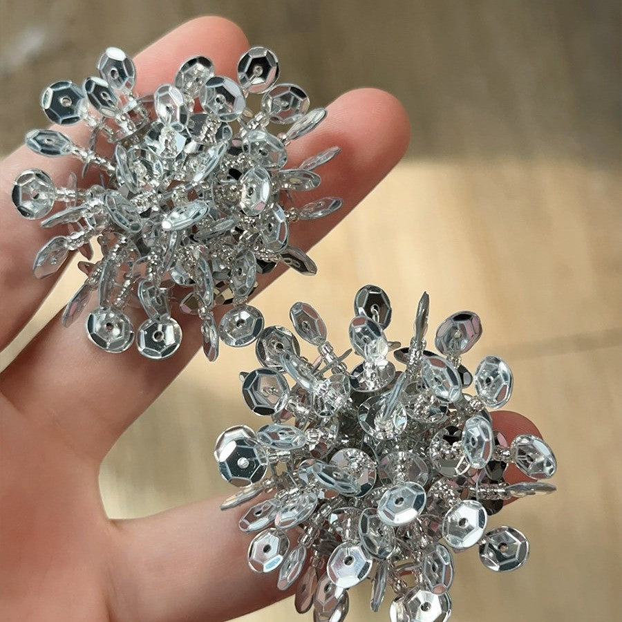 Women's Style Shiny Summer Sequins Handmade Rose Shape Eye-catching Sweet Cool Earrings