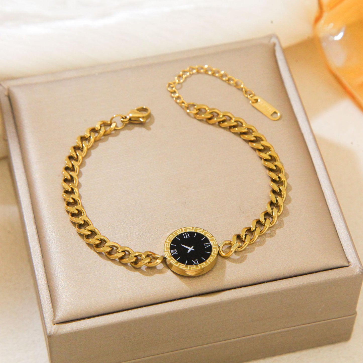 Dial Full Body Titanium Steel Real Gold Plating Light Luxury Bracelets