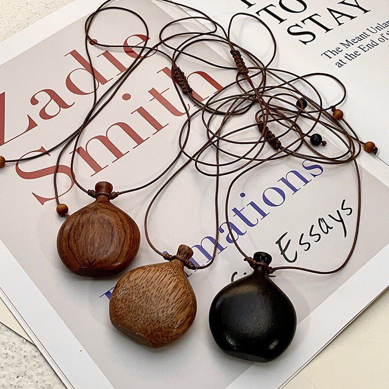 Finishing Wine Fairy Pot Sweater Chain Wooden Long Ethnic Necklace