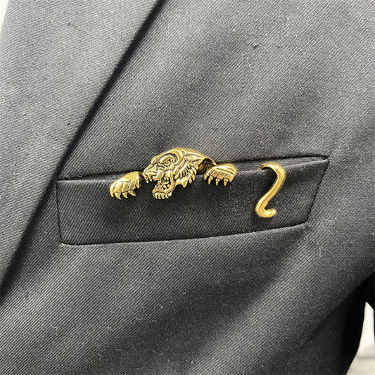 Men's Metal Square Retro Octopus Crocodile Punk Brooch Brooches