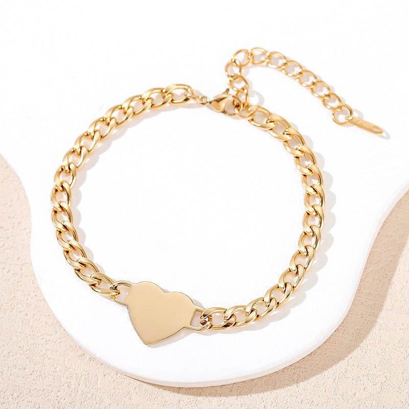 Blank No Words Material Stainless Steel Cuban Link Chain Laser Bracelet