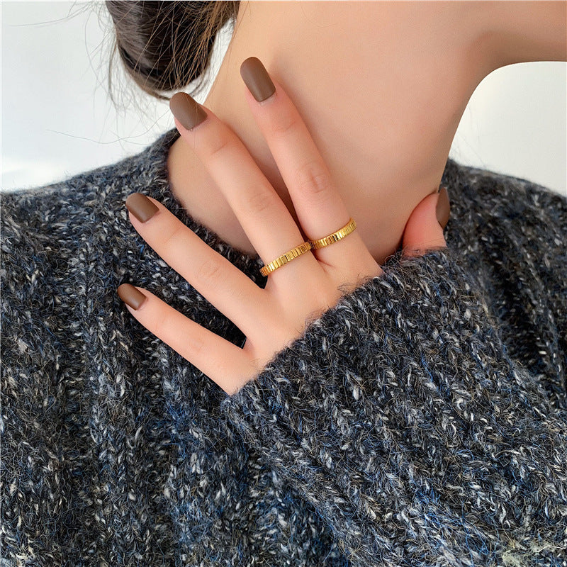 Minimalist Mix Match Gold-plated Texture Daily Rings