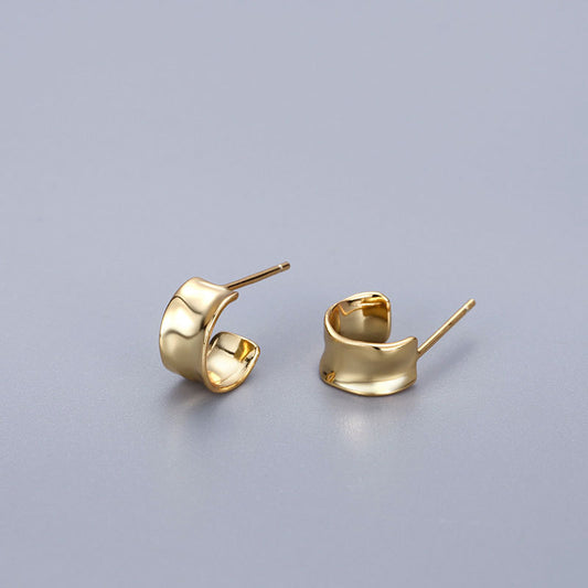 Sterling Sier Pleated Female Simple High-grade Earrings