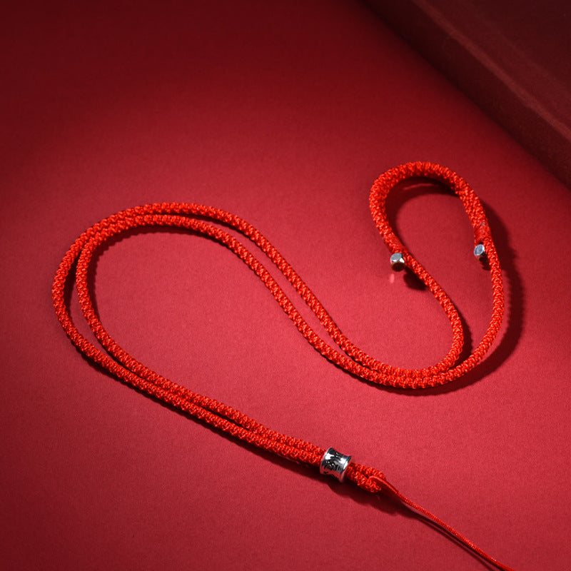 Women's & Men's Simple Thin Gold Coin Rope Lanyard Jade Necklace