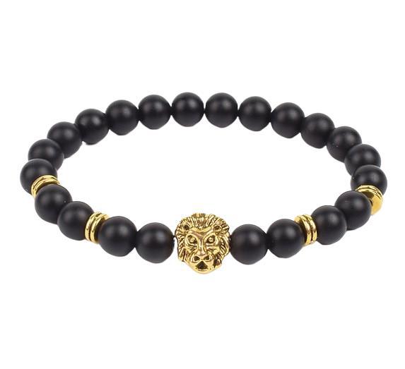 Spacer Alloy Lion's Head Haematite Yoga Buddha Bracelet