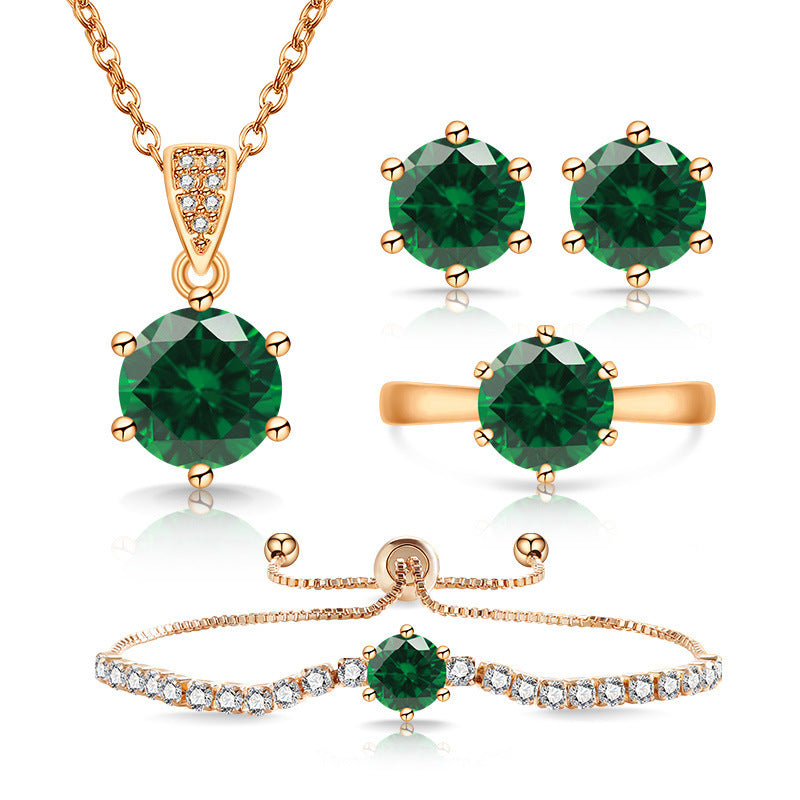 Super Flash Classic Colored Gems Pcs Jewelry Set