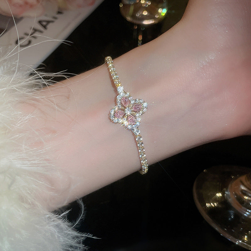 Pink Zircon Geometric Round Pull-out Retro Minority Elegant Bracelets