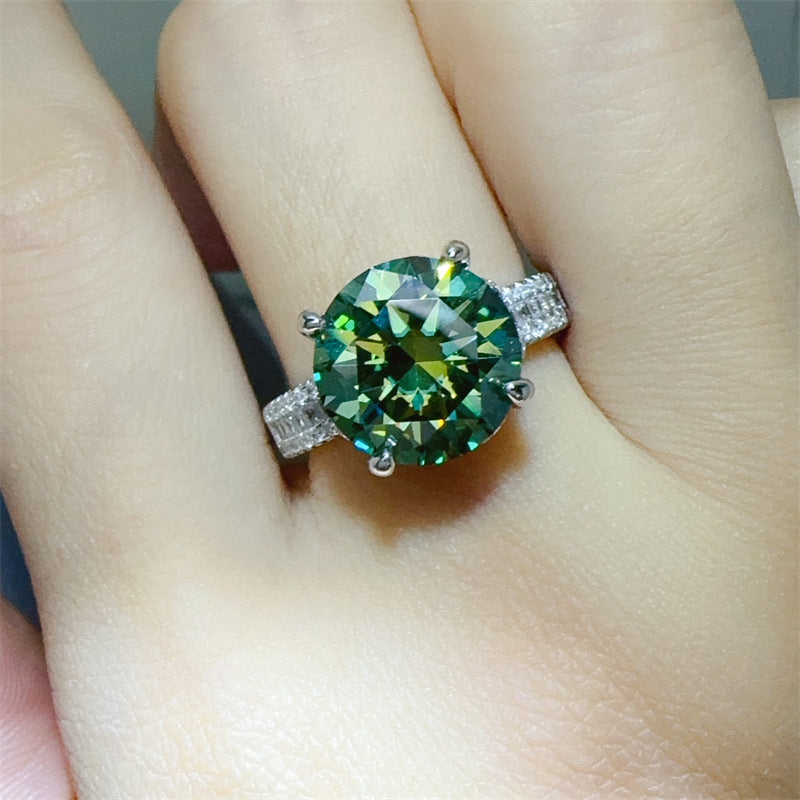 Luxury Karat Green Moissanite Color Female Rings