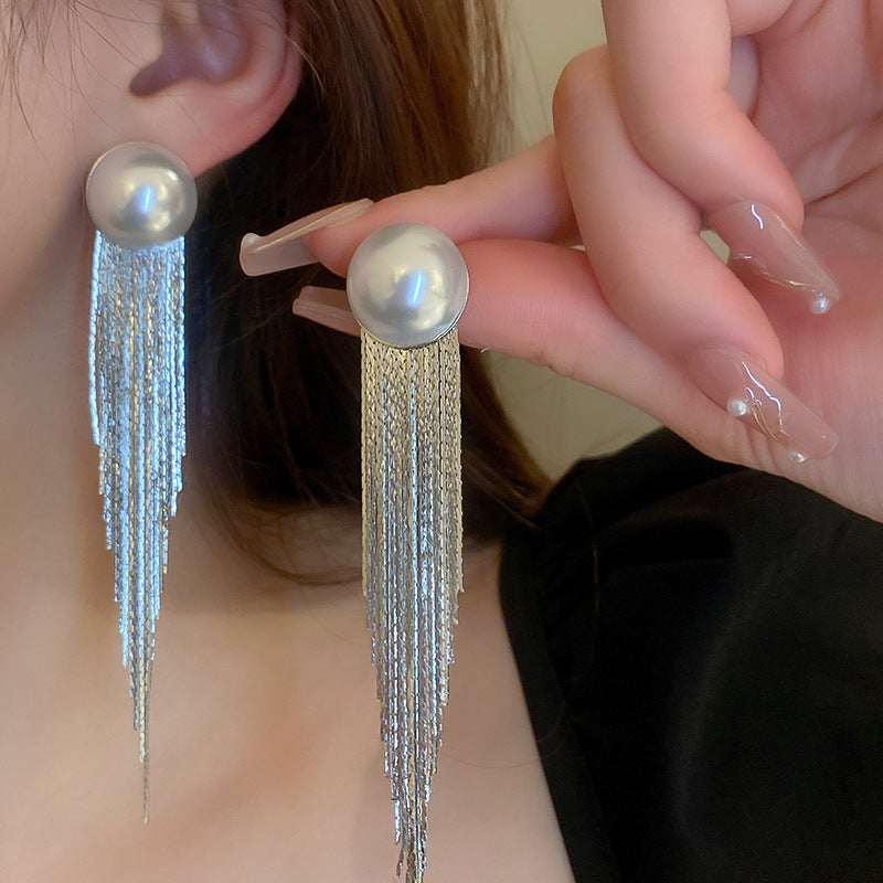 Women's Sier Needle Zircon Water Drops Tassel Fashionable Light Luxury High-grade Rings