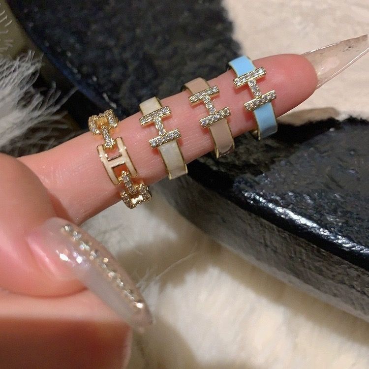 Enamel Dripping High-grade Sense Mild Luxury Retro Switchable Index Finger Ring