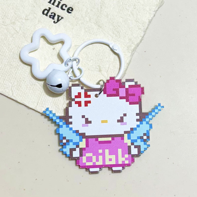 Pixel Cartoon Key Button Schoolbag Cute Acrylic Hang Decorations Hanging Ornaments