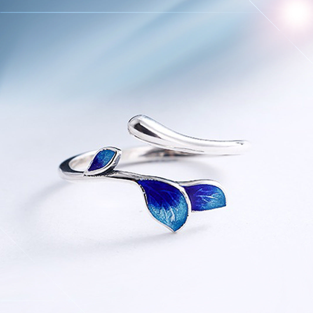 Open Ethnic Style Artistic Temperament Female Fresh Enamel Burning Rings