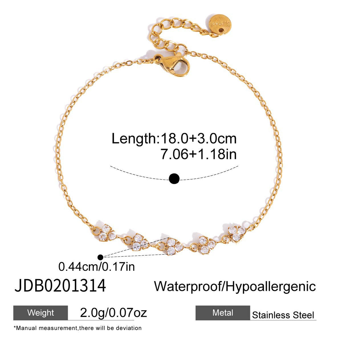 White Zircon Clover Stainless Steel Female Minimalist Bracelets