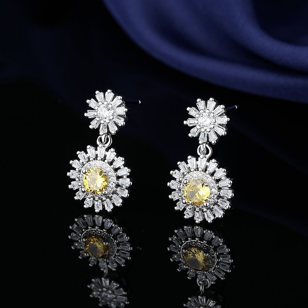 Women's Live Broadcast Luxury Diamond Sunflower Fashion Yellow Necklaces