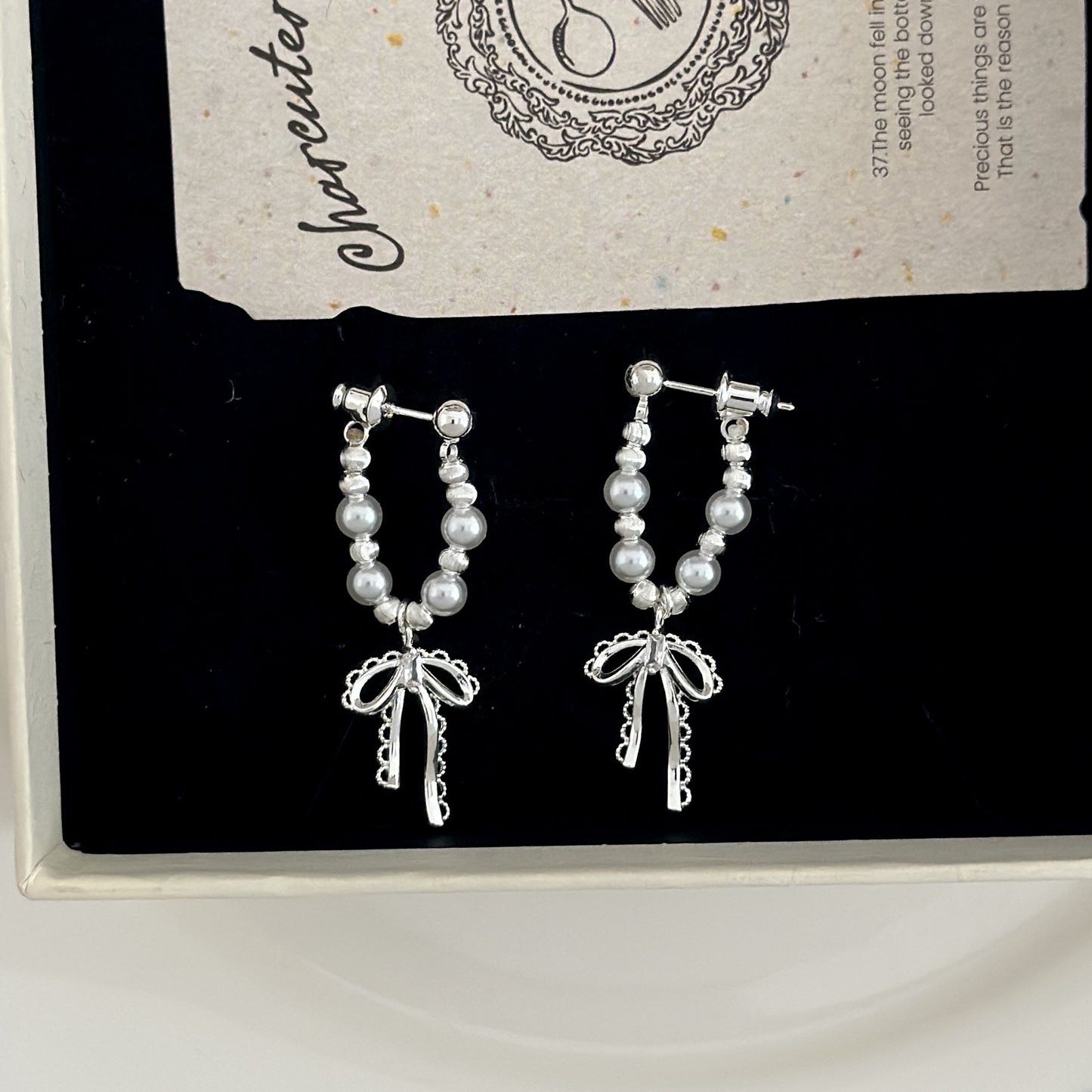 Super Fairy Lace Bow Pearl Tassel Female Design Gentle Earrings