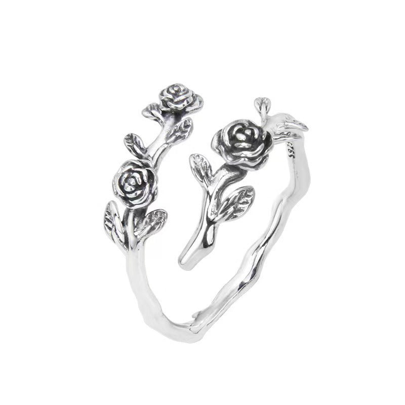 Women's Retro Mori Artistic Distressed Thorn Rose Rings