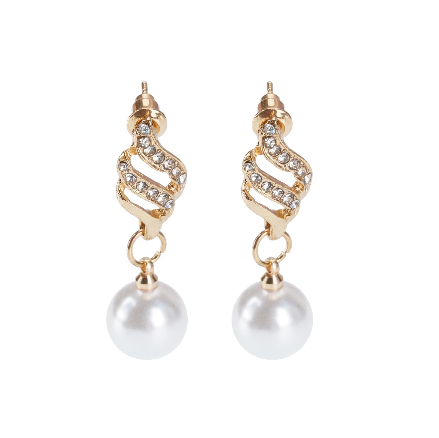 Gold Sier Color Fashion Simple Bridal Rhinestone Spiral Jewelry Set