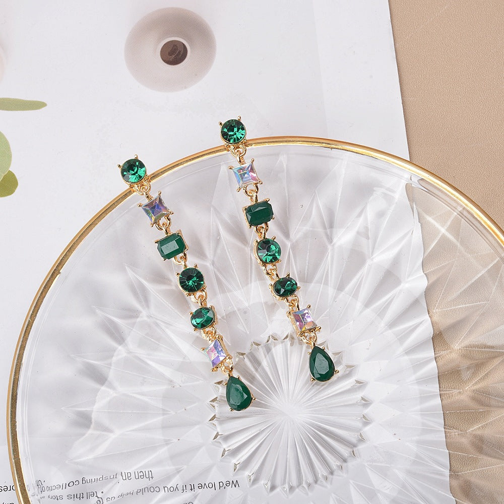 Crystal Small Fresh Long Tassel Fashionable Earrings