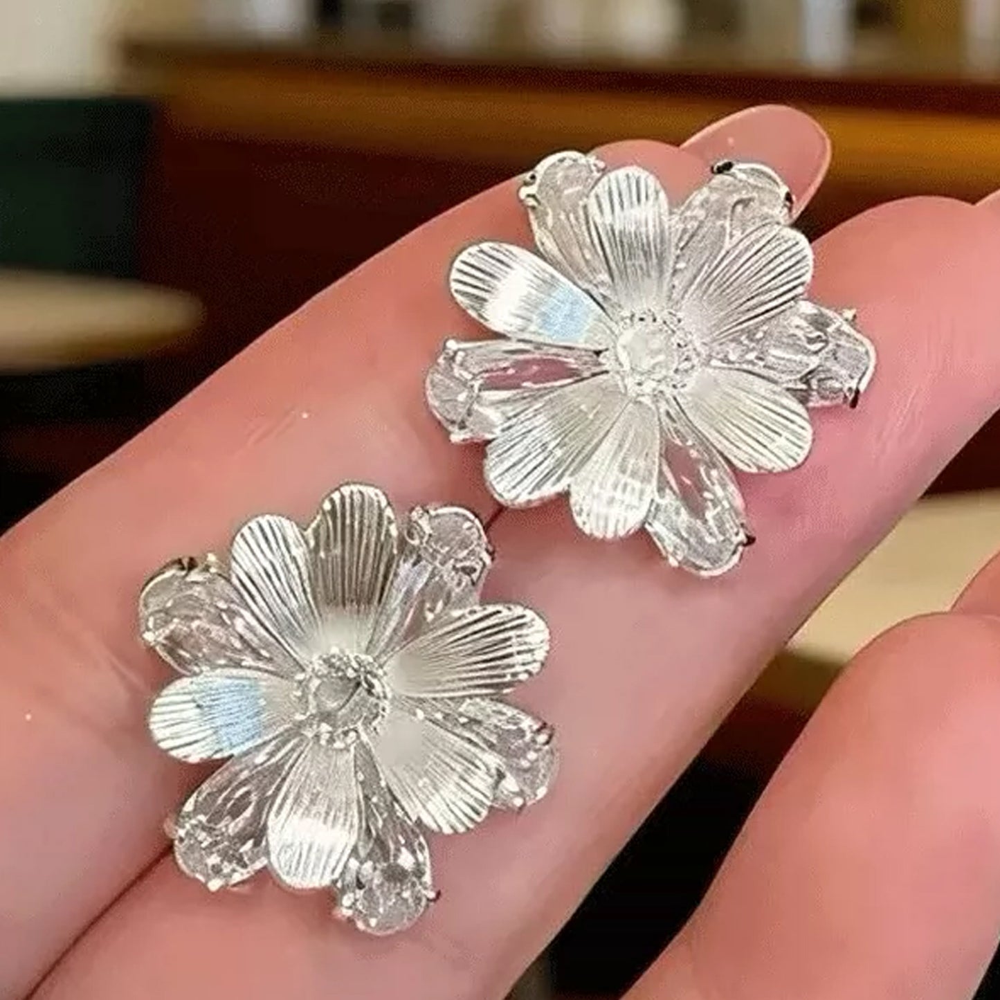 Diamond Sier Flower Light Luxury High-grade Versatile Super Beautiful Rings