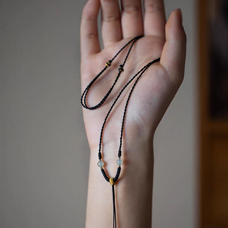 Simple Rope Emerald Amulet Peace Buckle Lanyard Pendants