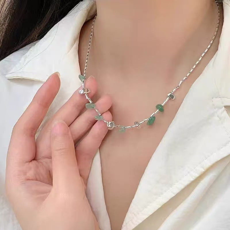 Women's Sier Lucky Beads Bowknot Clavicle Chain Light Luxury Minority High-grade Necklace