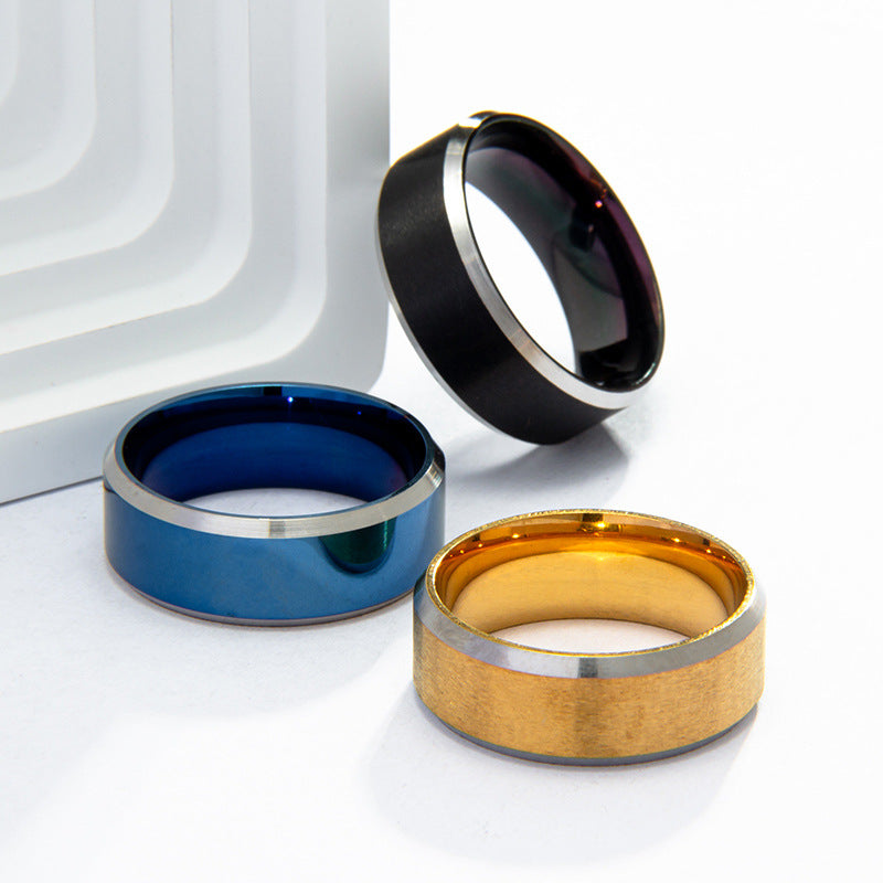 Men's Fashion Titanium Steel Sier Simple Personality Rings