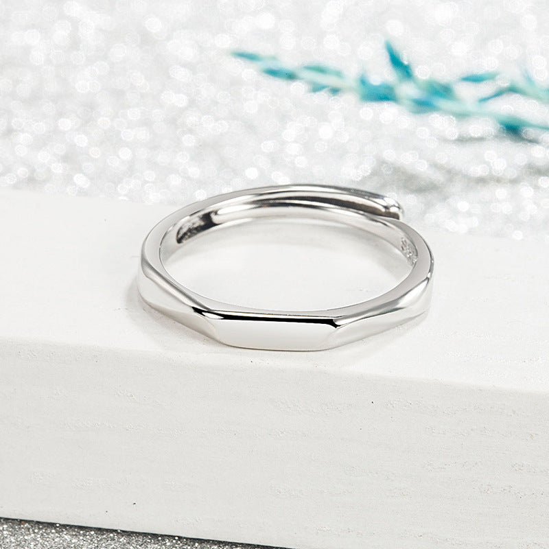 Simple Irregular Rhombus Glossy Special Interest Light Luxury Design Adjustable Ring