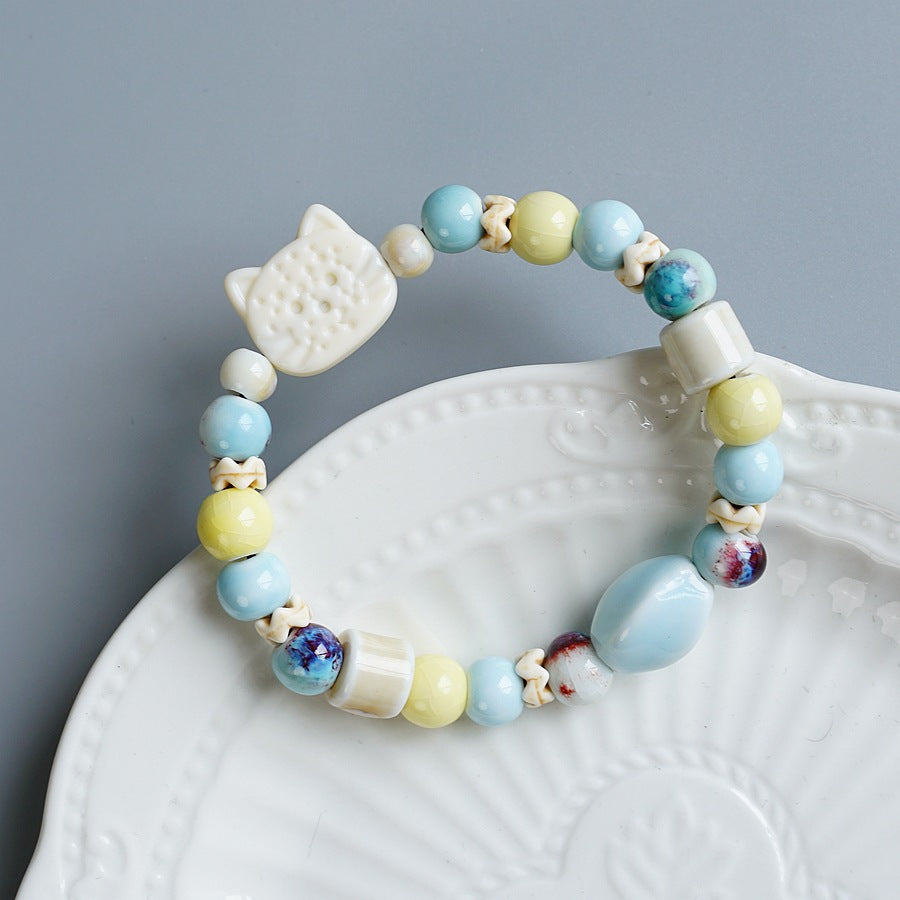 Ceramic High-grade Biscuit Cat Series Design Bracelets