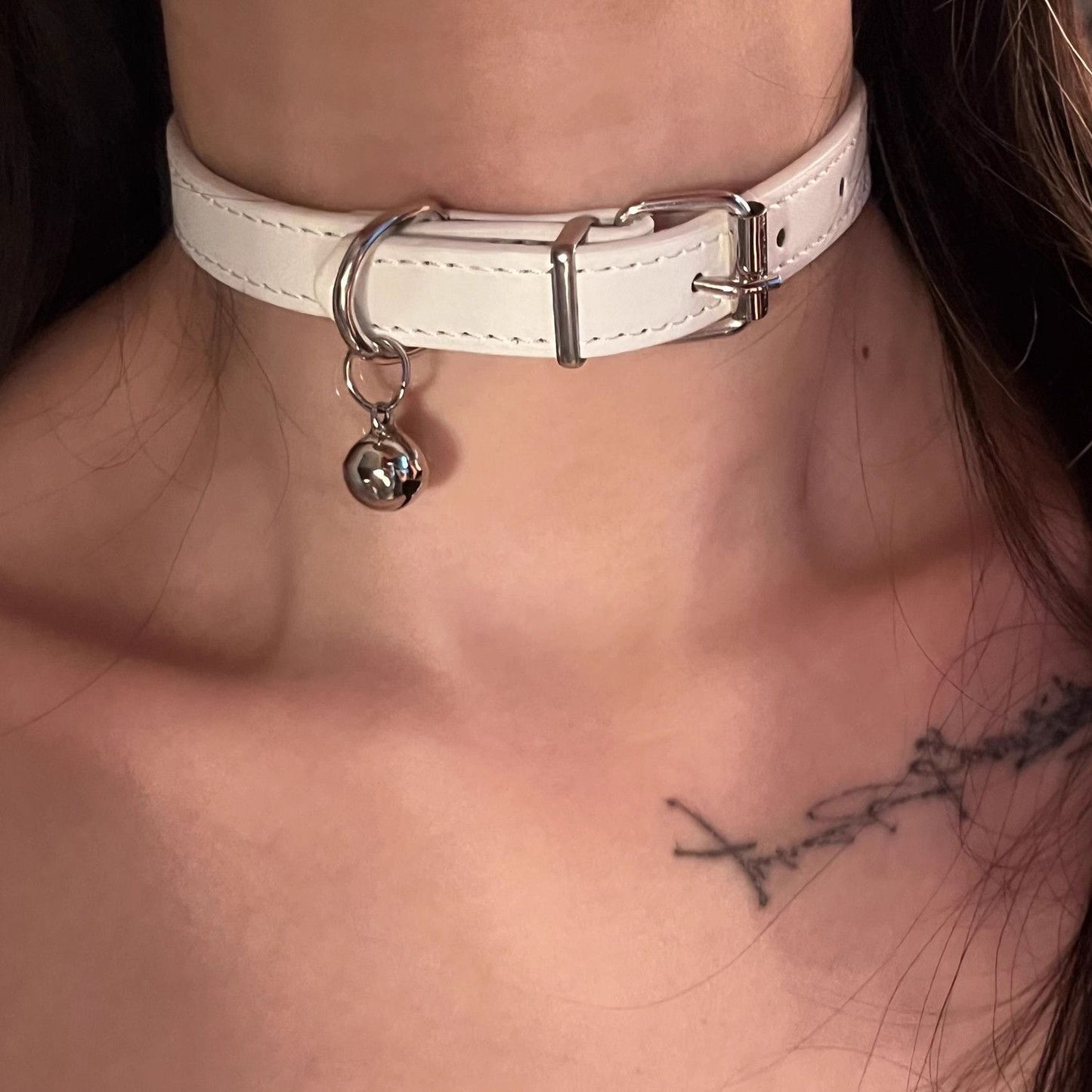 Black Leather Bell Short Niche Puppy Hand Collar