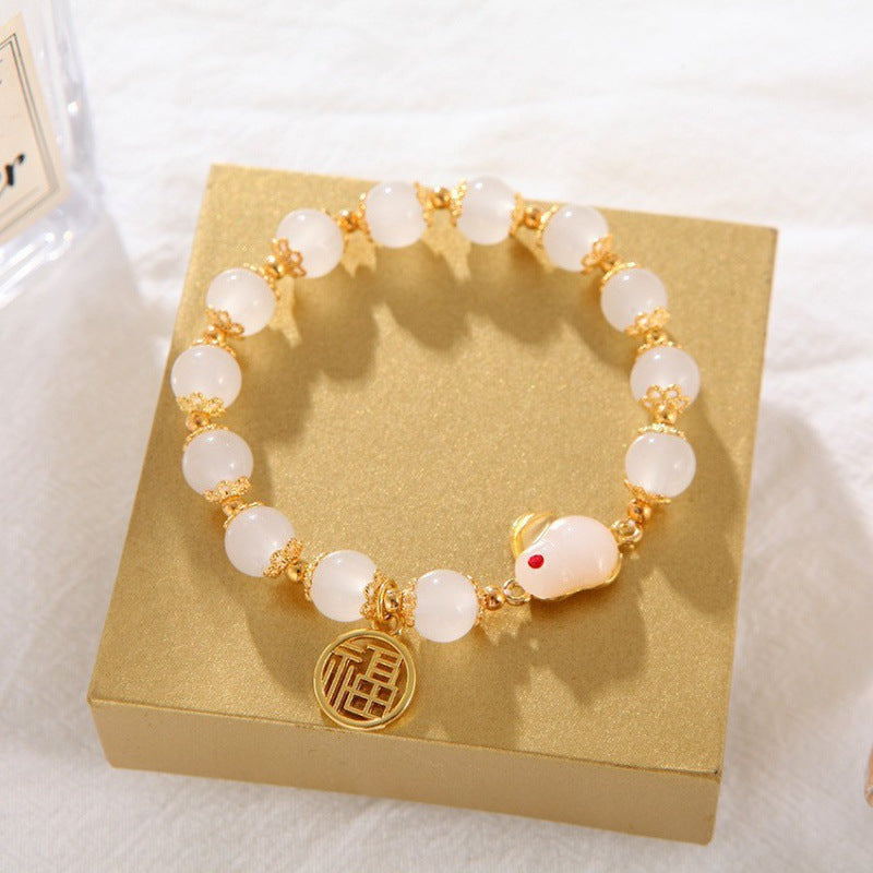 Camellia Little Daisy Crystal Girlfriends Color Glass Chipping Bracelet