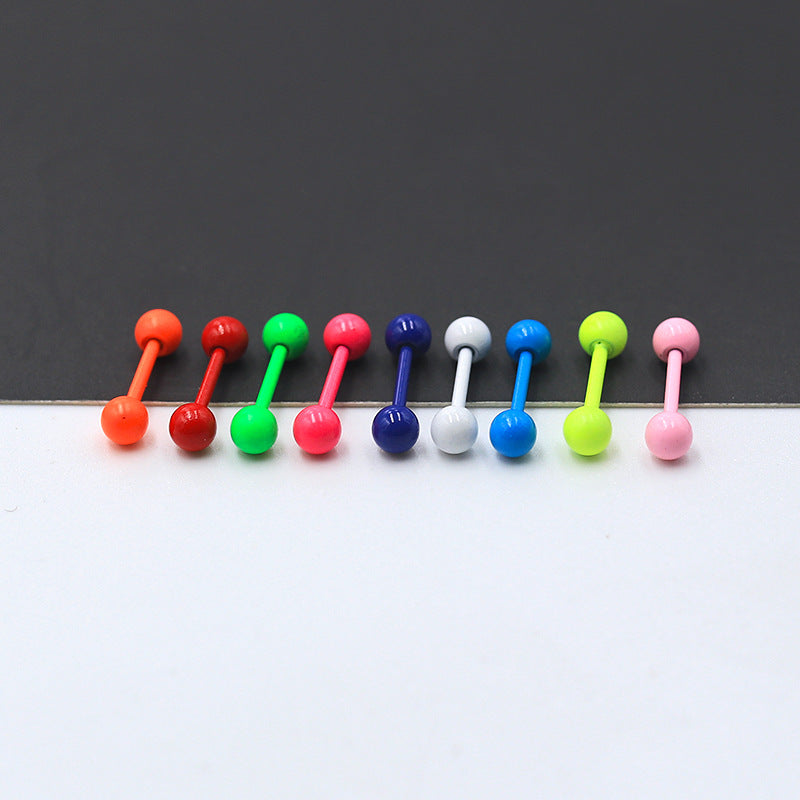 Dumbbell Fluorescent Titanium Steel Ear Female Earrings