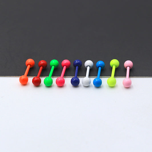 Dumbbell Fluorescent Titanium Steel Ear Female Earrings