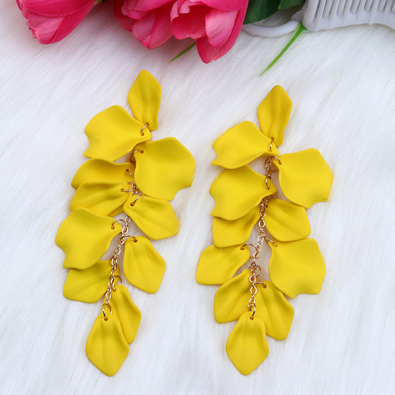 Women's Fashion Personality Tassel Petals Candy Color Design Earrings