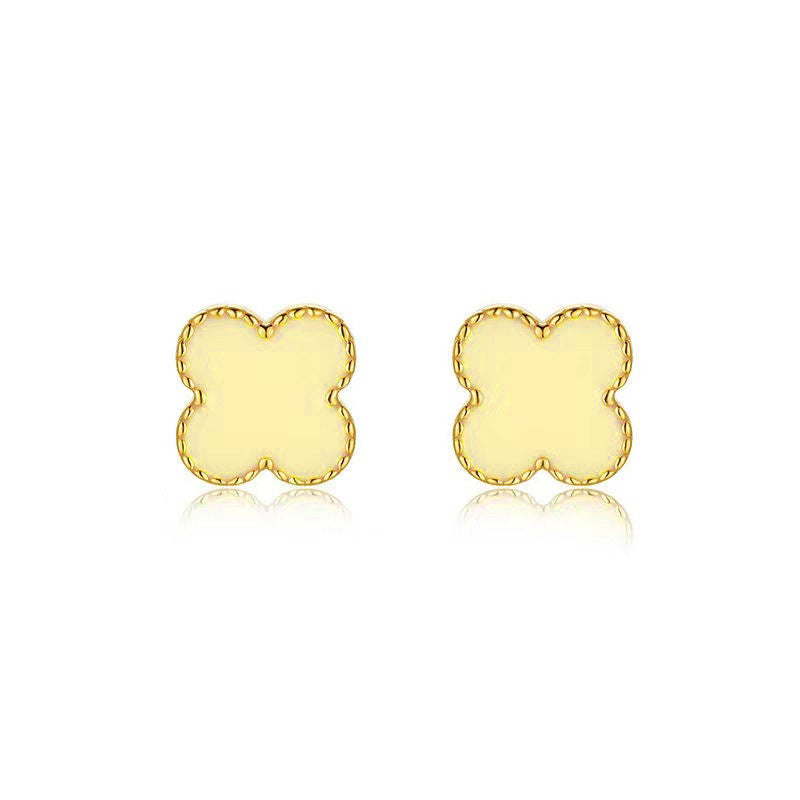 Women's & Men's Sterling Sier Simple Four Leaf Clover Ear Elegant Light Luxury Stud Earrings