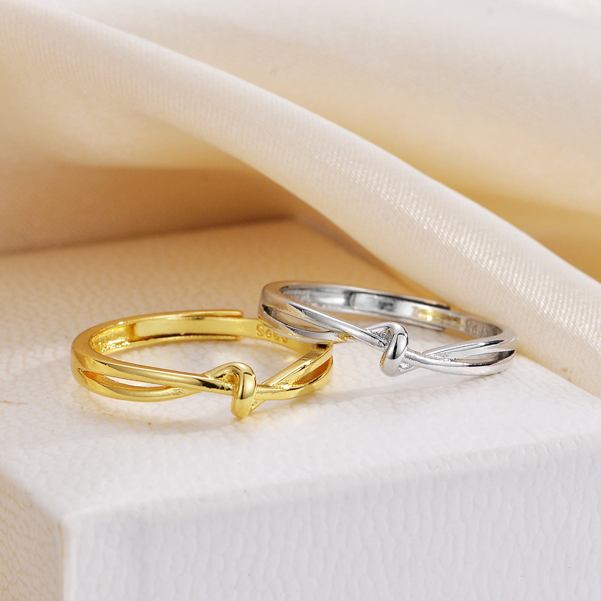 Knotted Female Niche Design Adjustable Mouth Simple Temperament Ring