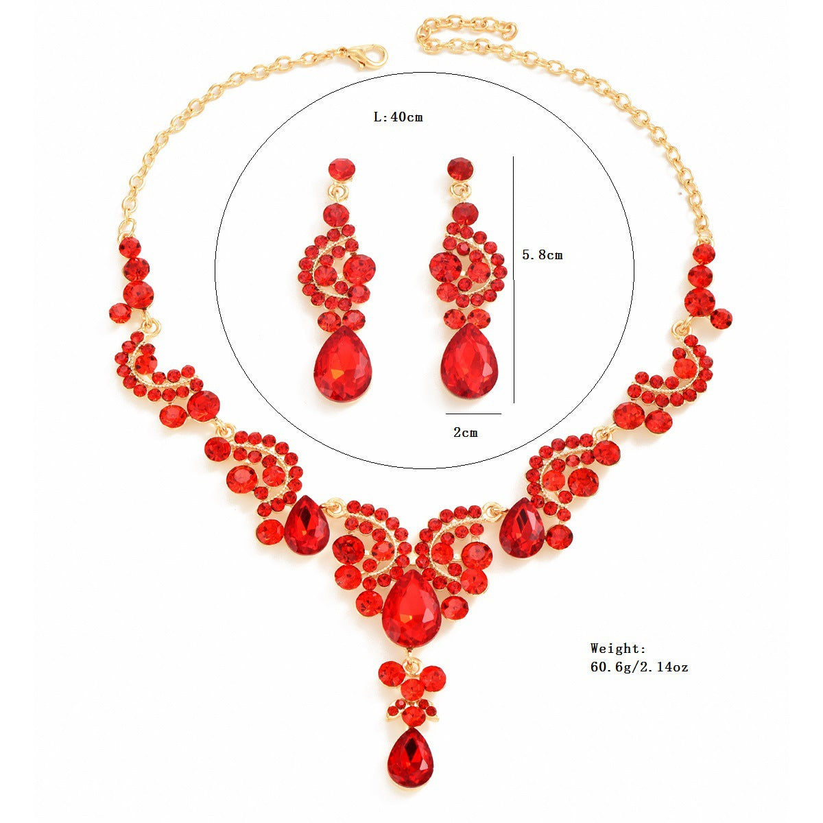 Fashion Alloy Sapphire Gemstone Bridal Wedding Jewelry Set