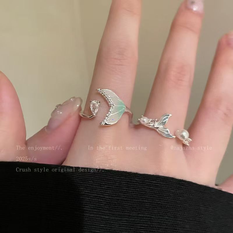 Gradient Fishtail Open-end Zircon Fashion Minimalist Ring