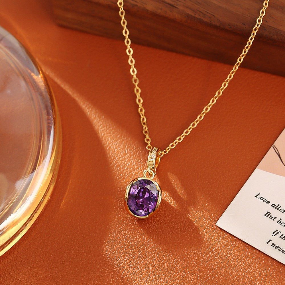Purple Open-end Zircon Simple Fashion High Sense Elegant Graceful Open Ring
