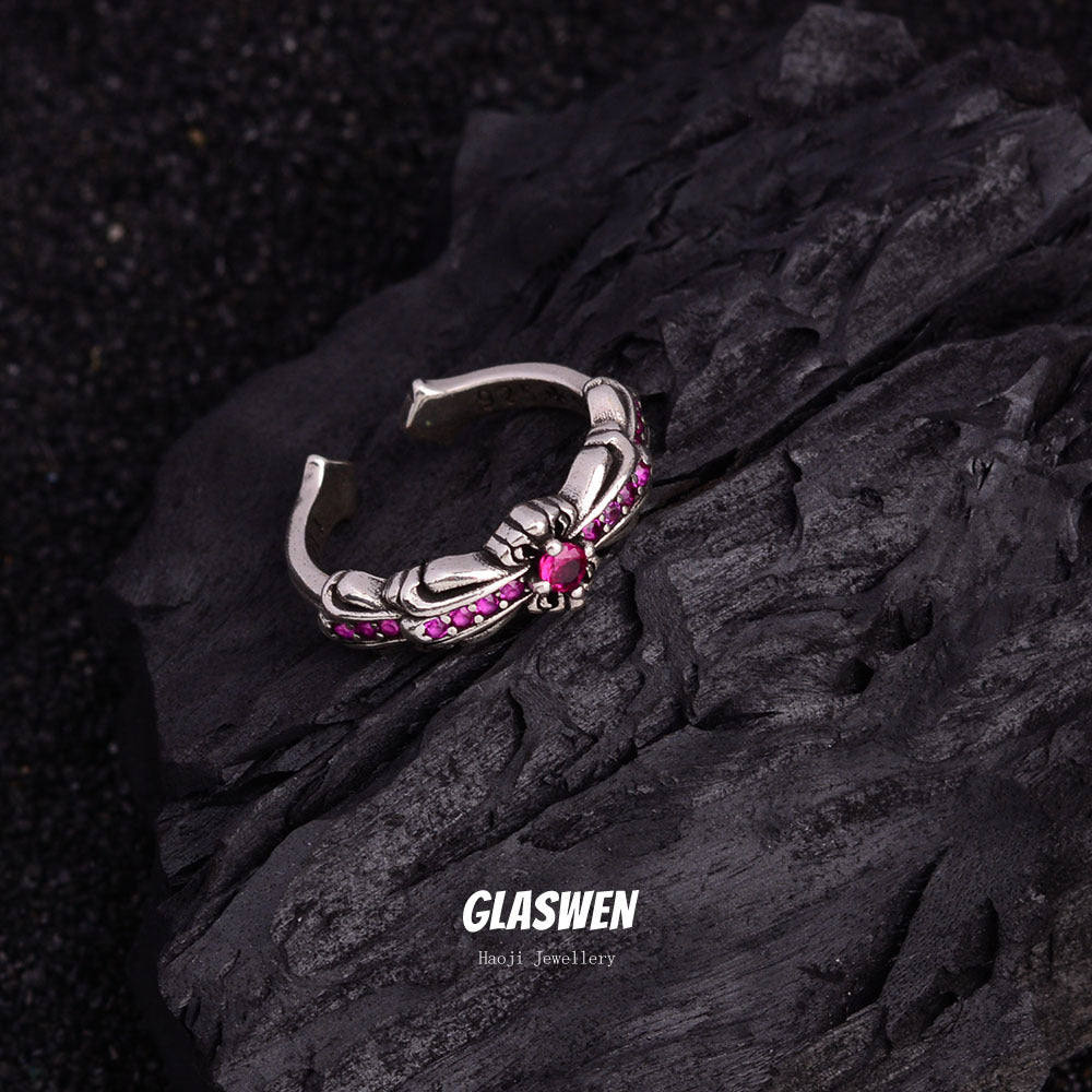 Women's & Men's Punk Fashion Cross Design Sense Pink Diamond Hip Rings