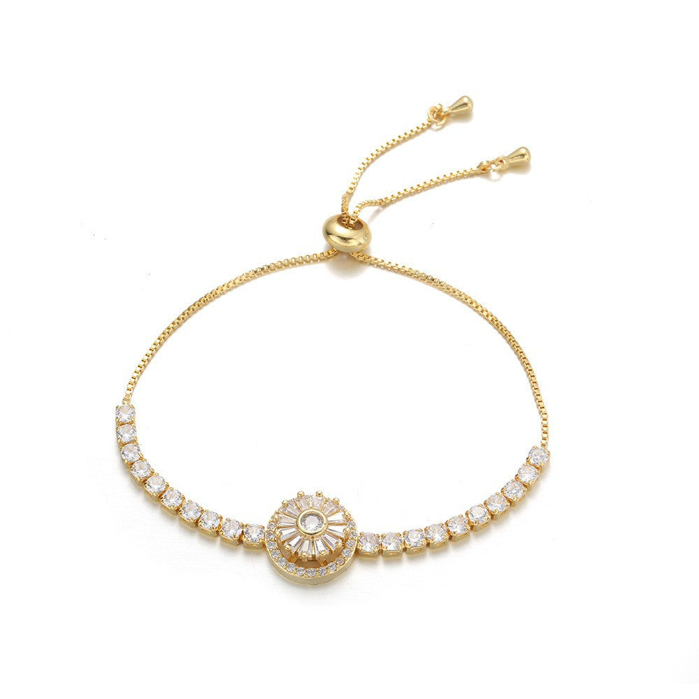 Female Five Petal Flower Fashion Bauhinia Rotatable Bracelet