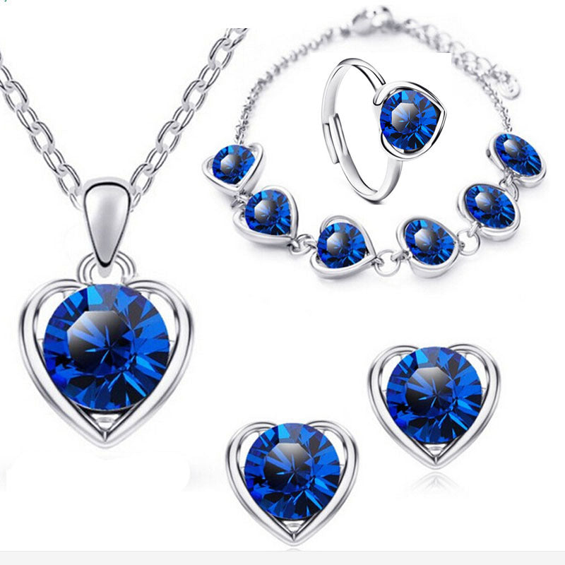 Stylish Durable Fashion Crystal Heart-shaped Heart Jewelry Set