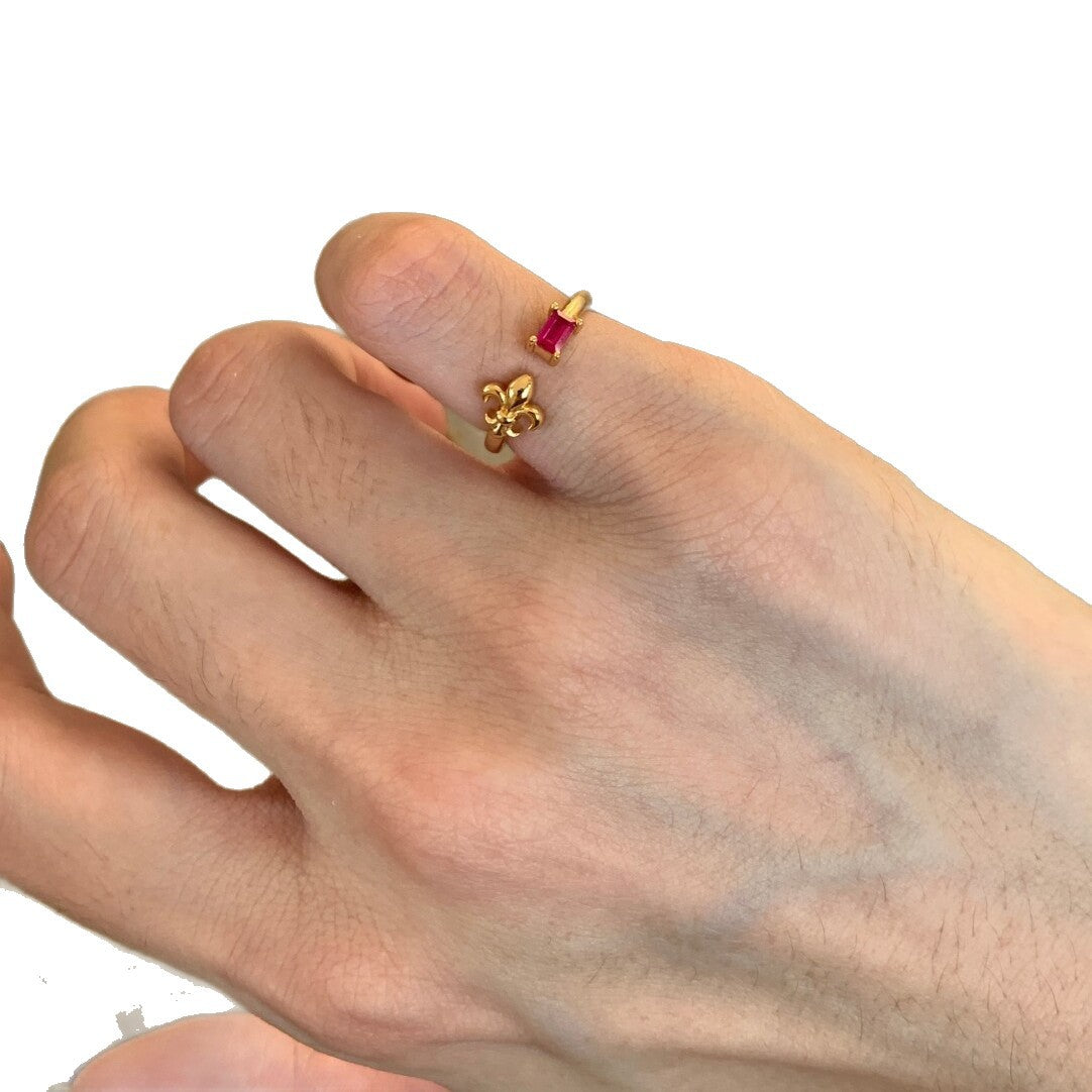 Square Red Iris Female Fashion Refined Ring