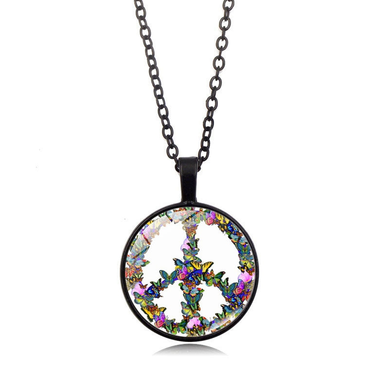 Women's Flower Peace Logo Time Stone For Vintage Necklaces