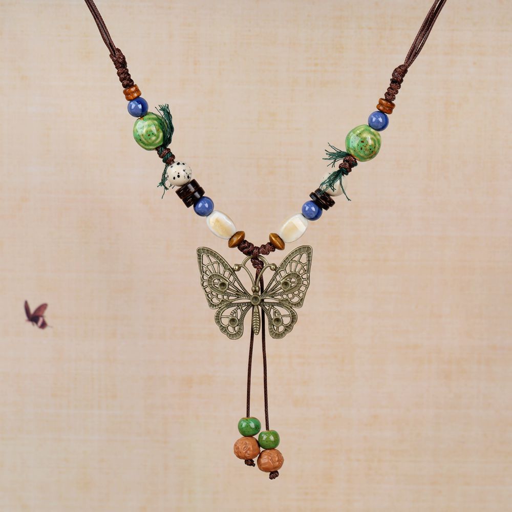 Chinese Ethnic Style Butterfly Niche Ancient Necklaces