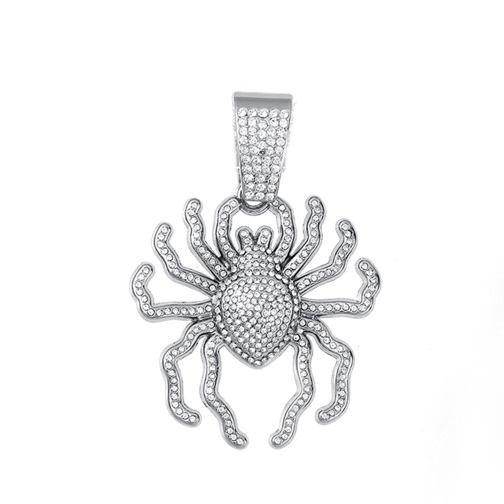 Men's Hop Full Diamond Personality Exaggerated Three-dimensional Big Spider Alloy Trendy Necklace